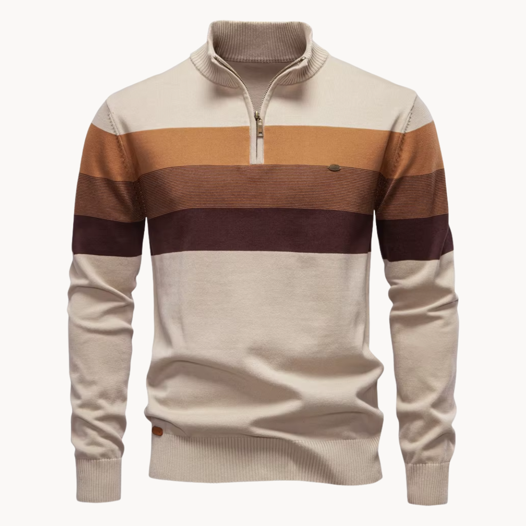 Herren Pullover Baumwolle Slim Fit – Burk Quarter Zip Sweater