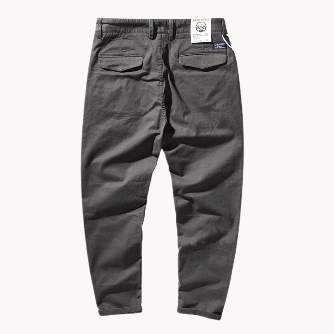 Herren Baumwollhose Grau Regular Fit – Chino Freizeithose