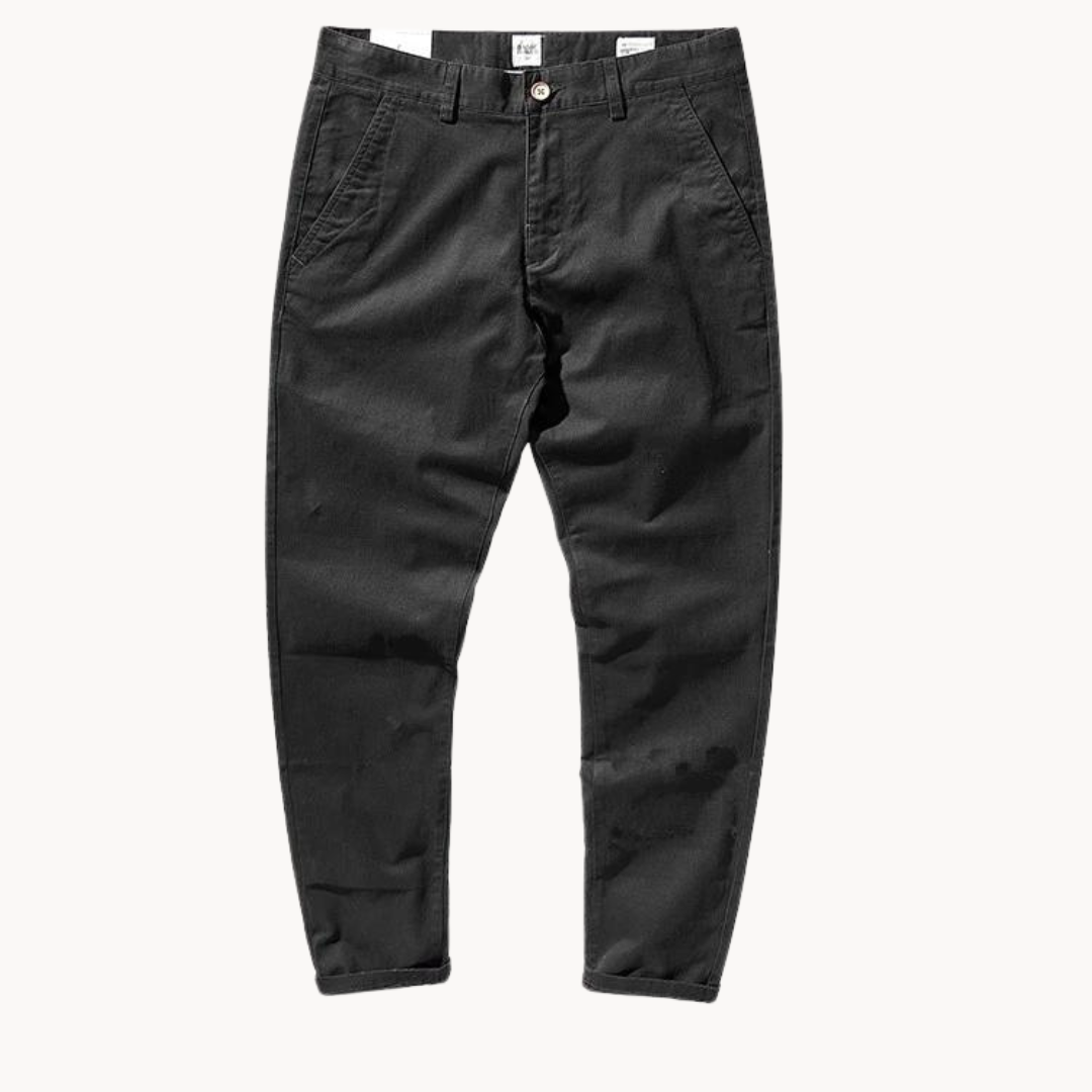 Herren Baumwollhose Grau Regular Fit – Chino Freizeithose