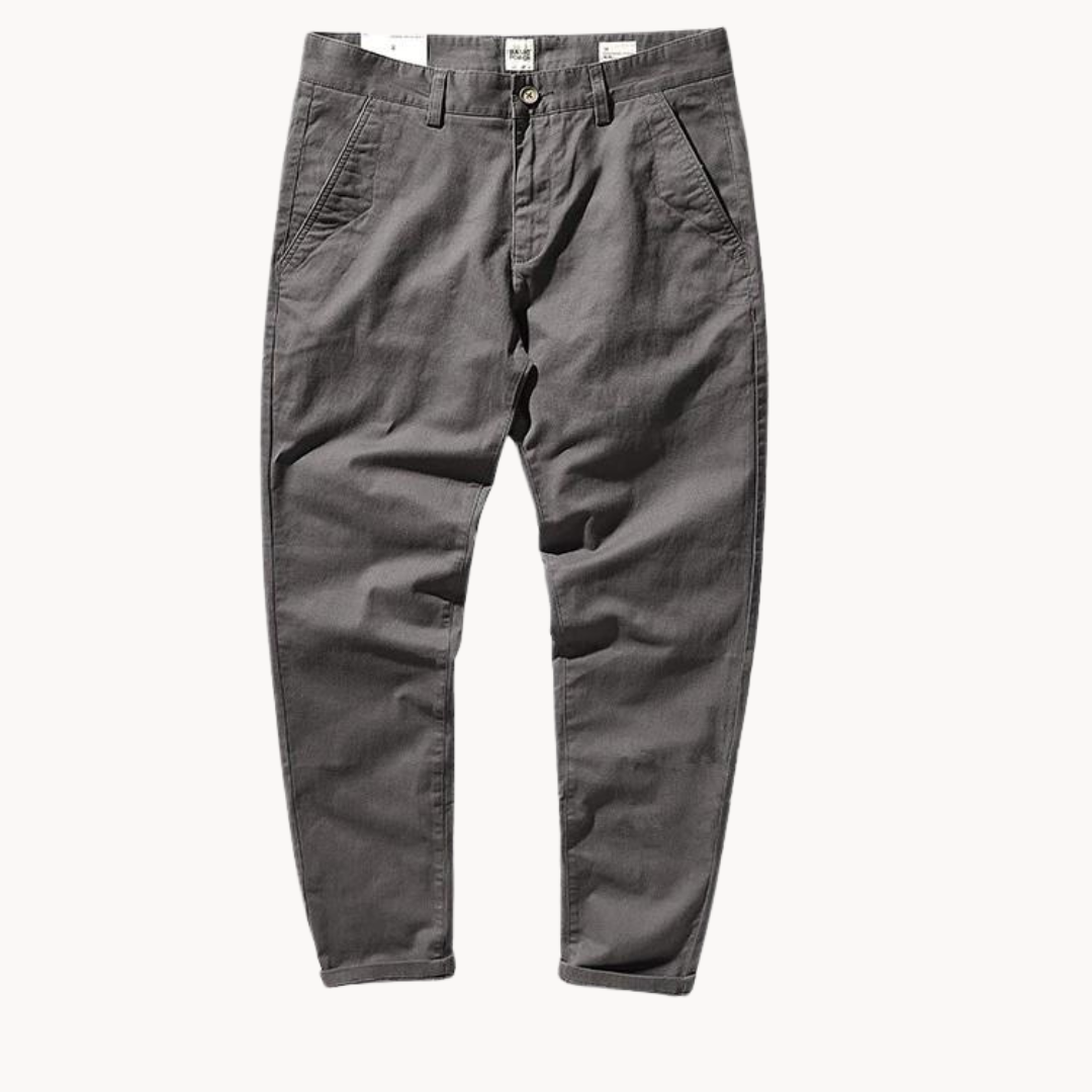 Herren Baumwollhose Grau Regular Fit – Chino Freizeithose