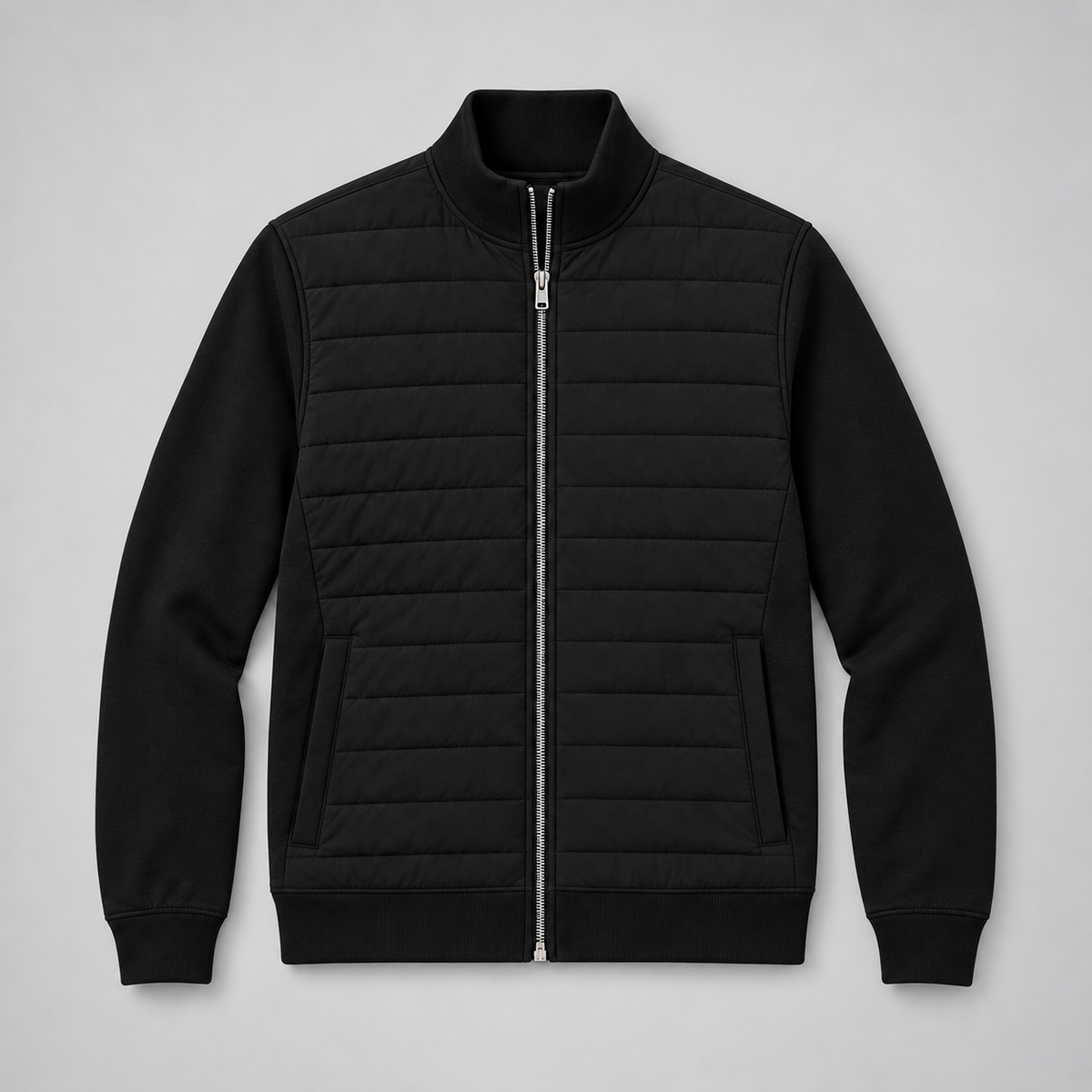 Herren Hybrid-Steppjacke mit Strickärmeln – Regular Fit