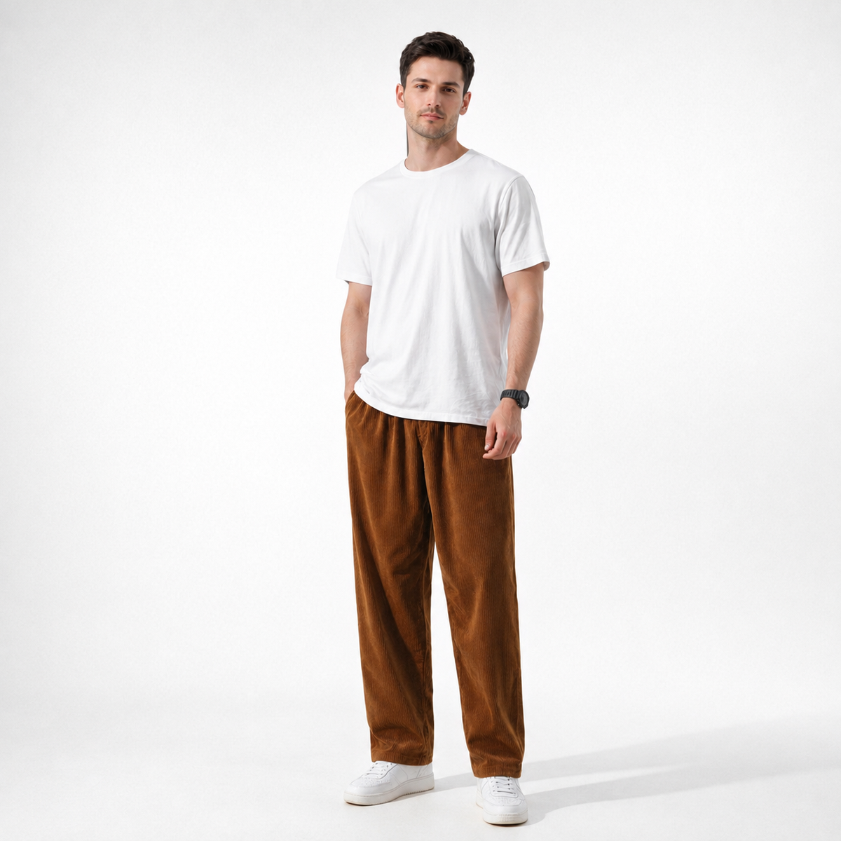Herren Cordhose mit weitem Bein – Relaxed Fit
