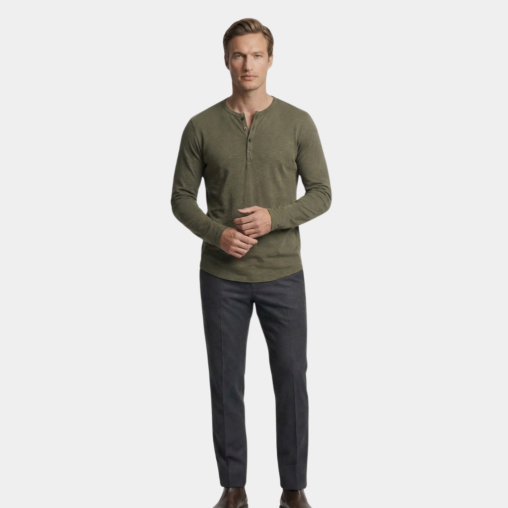 Herren Langarmshirt aus Baumwolle – Rundhalsausschnitt