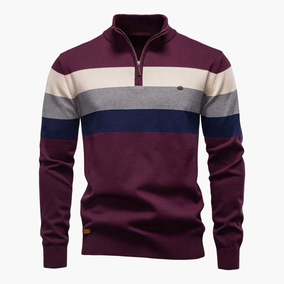 Herren Pullover Baumwolle Slim Fit – Burk Quarter Zip Sweater