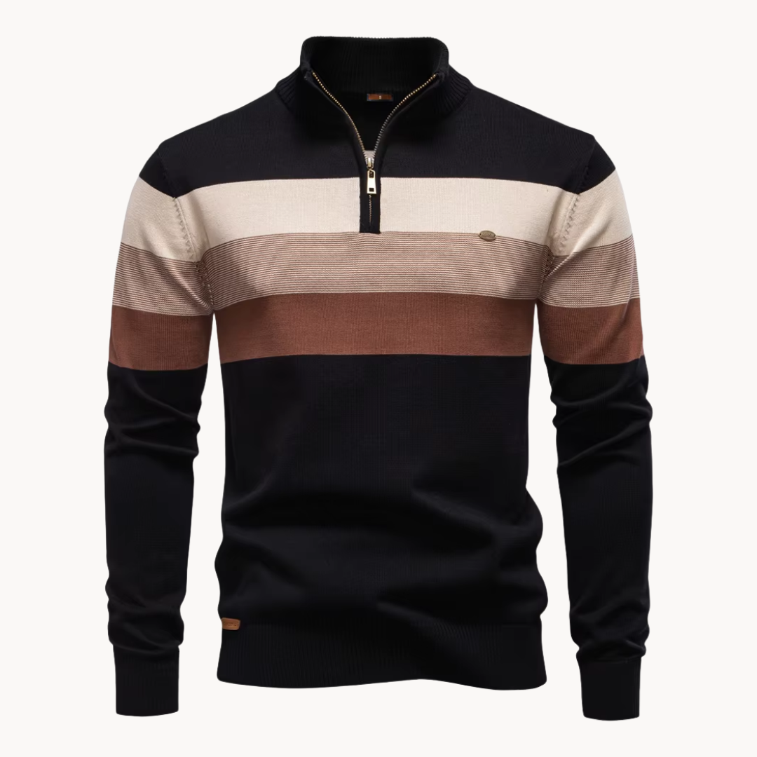 Herren Pullover Baumwolle Slim Fit – Burk Quarter Zip Sweater