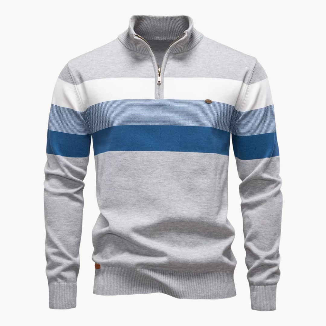 Herren Pullover Baumwolle Slim Fit – Burk Quarter Zip Sweater