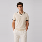 Herren-Baumwoll-Poloshirt – Slim Fit Kurzarm mit Kontrastbesatz