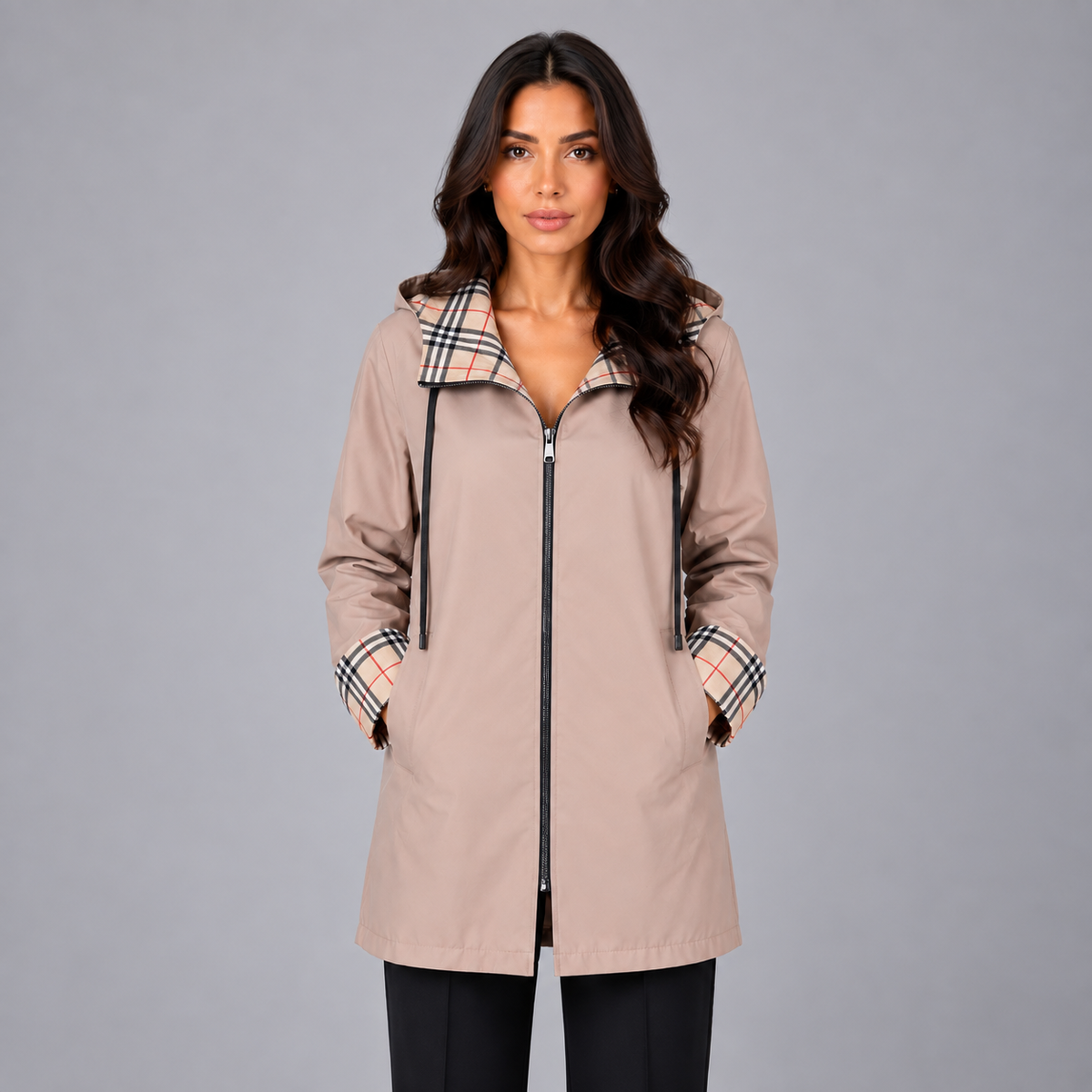 Damen Regenmantel mit Kapuze – Regular Fit