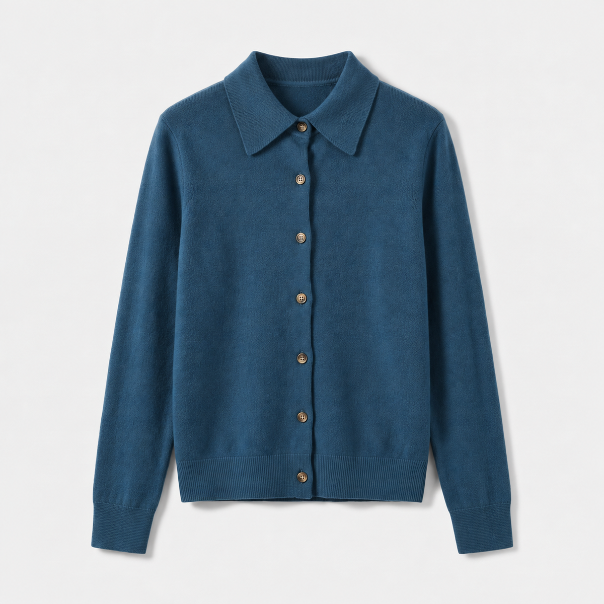 Damen Woll-Strickjacke mit Polokragen – Regular Fit