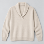 Damen Strickpullover mit Schalkragen und V-Ausschnitt – Relaxed Fit