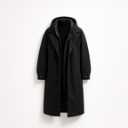 Herren Puffer Trenchcoat – Wasserdichter Langer Mantel Mit Kapuze