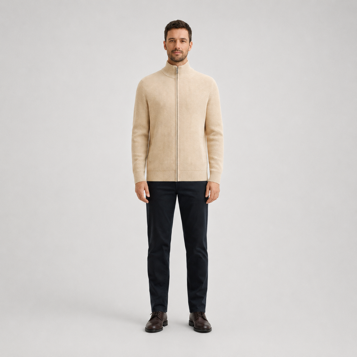 Herren Slim-Fit Cardigan Mit Reißverschluss