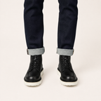 Herren Leder Schnürstiefel mit Gummisohle