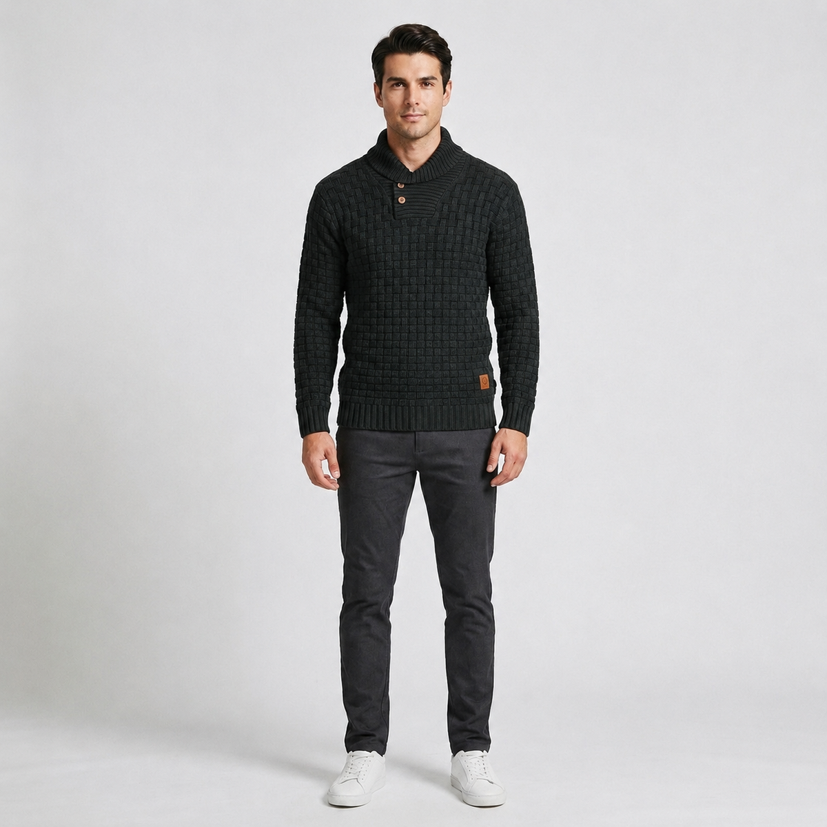 Herren Strickpullover mit Stehkragen – Regular Fit