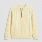 Damen Pullover mit Zopfmuster und Reißverschluss
