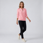 Damen Pullover mit Zopfmuster und Reißverschluss