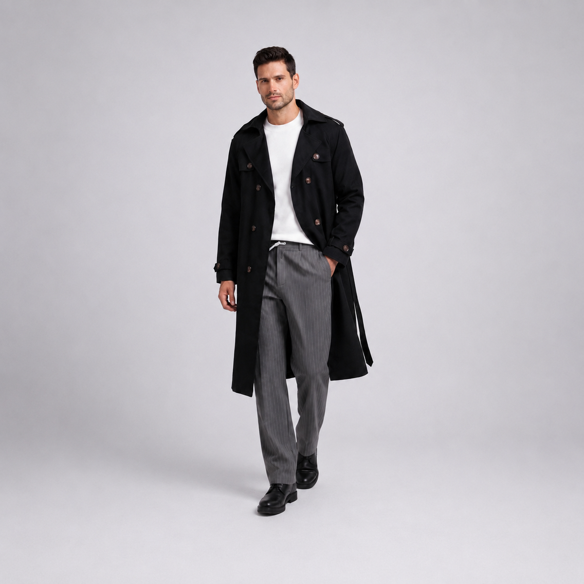 Herren Langer Trenchcoat – Regular Fit
