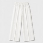 Damen High Waist Stoffhose mit weitem Bein