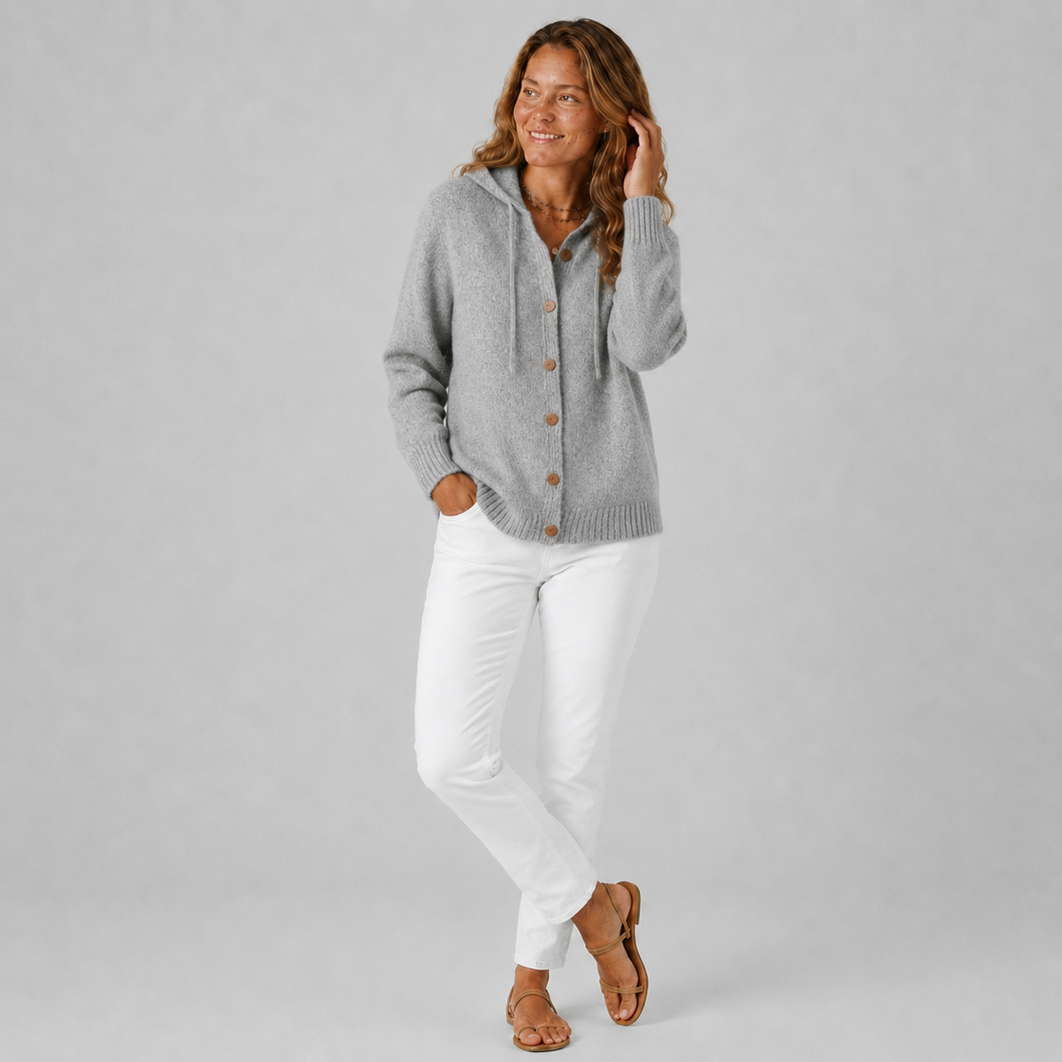 Damen Strickjacke mit Kapuze – Relaxed Fit