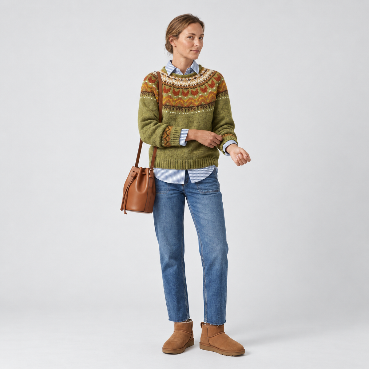 Damen Strickpullover im Norweger-Stil – Relaxed Fit