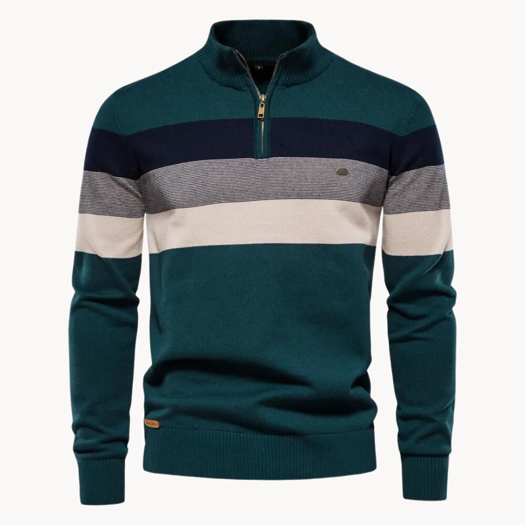 Herren Pullover Baumwolle Slim Fit – Burk Quarter Zip Sweater