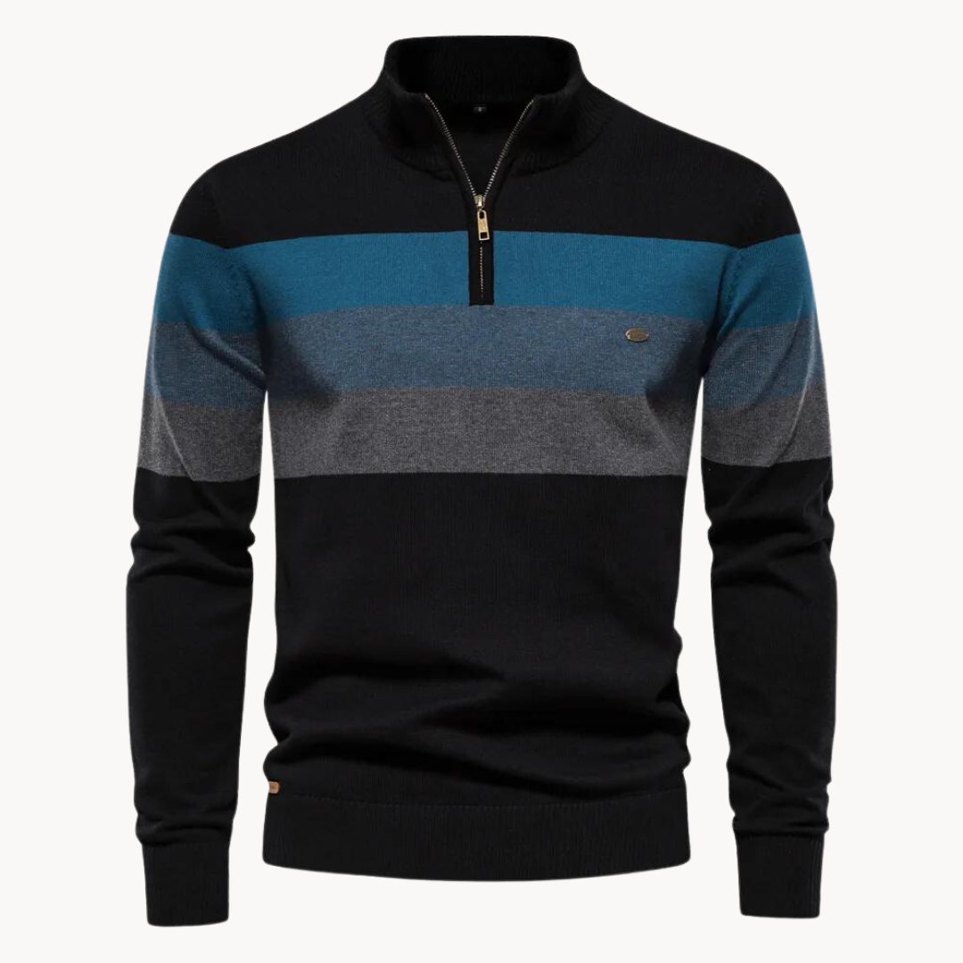 Herren Pullover Baumwolle Slim Fit – Burk Quarter Zip Sweater