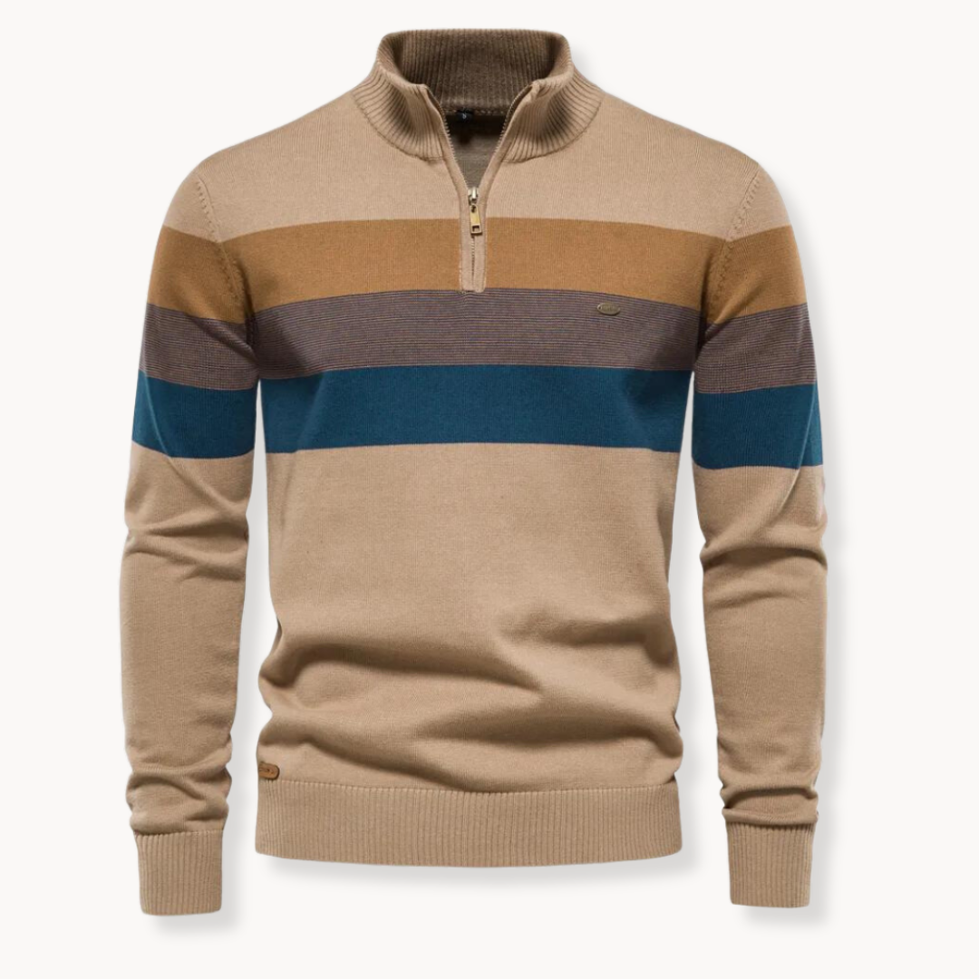 Herren Pullover Baumwolle Slim Fit – Burk Quarter Zip Sweater