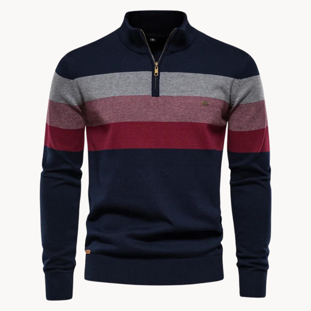 Herren Pullover Baumwolle Slim Fit – Burk Quarter Zip Sweater