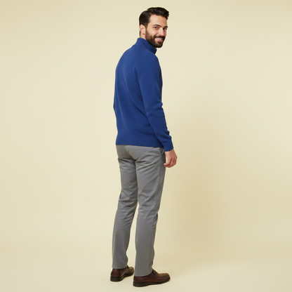 Schwarzer Herrenpullover mit Reißverschluss | Slim-Fit Strickpullover