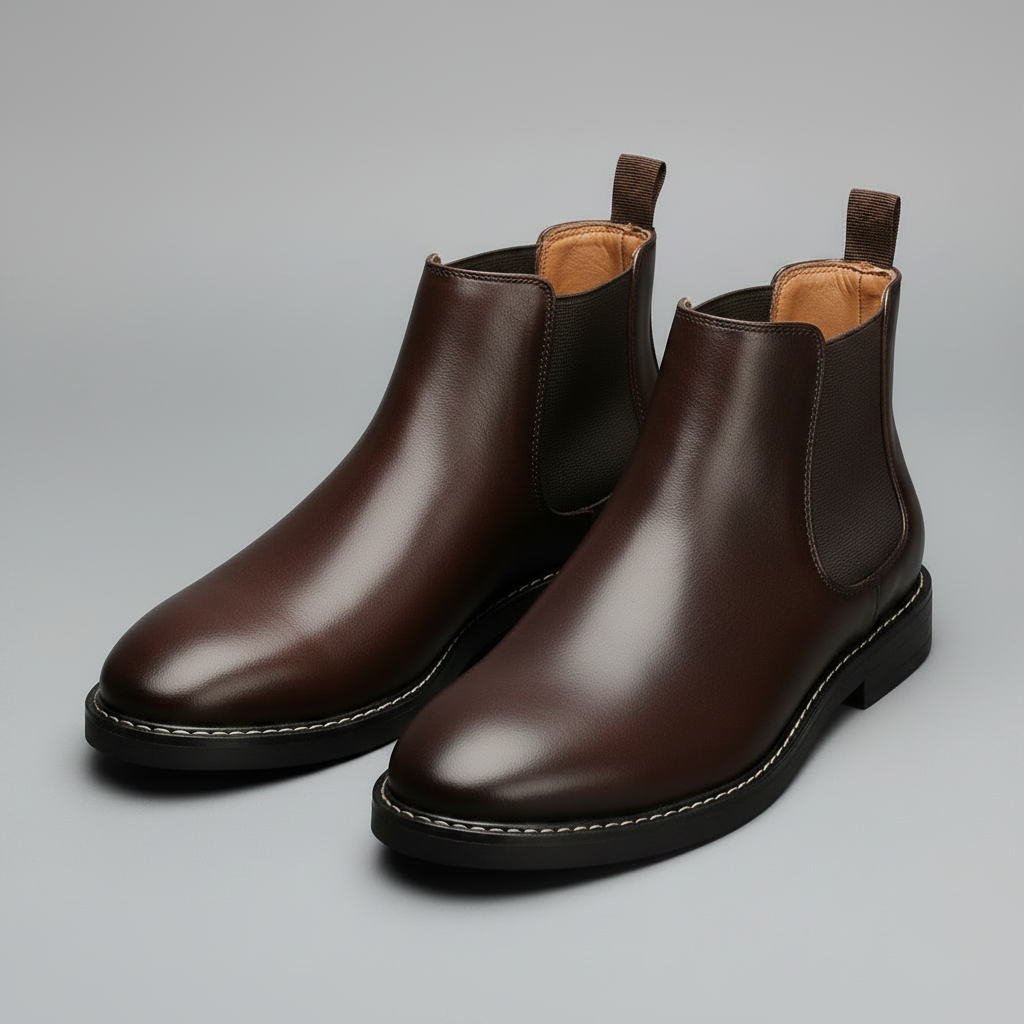 Herren Stiefel Leder Schwarz | Wasserdichte Chelsea-Stiefel