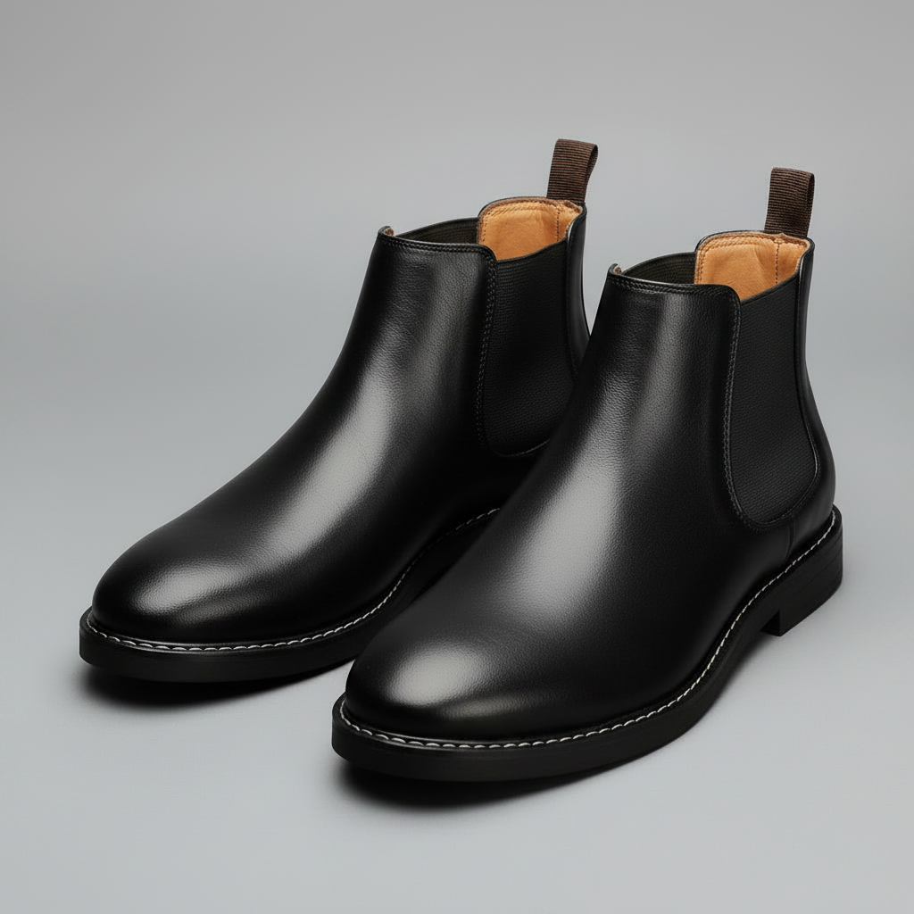 Herren Stiefel Leder Schwarz | Wasserdichte Chelsea-Stiefel