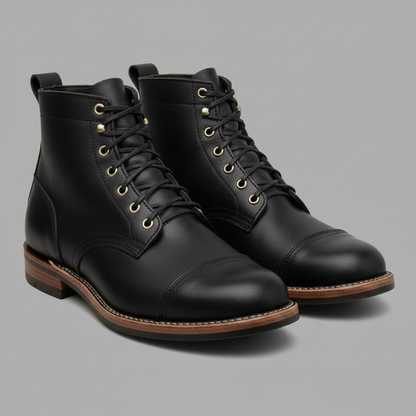Strapazierfähige Herren Arbeitsstiefel | Schnürdesign Schwarz/Braun