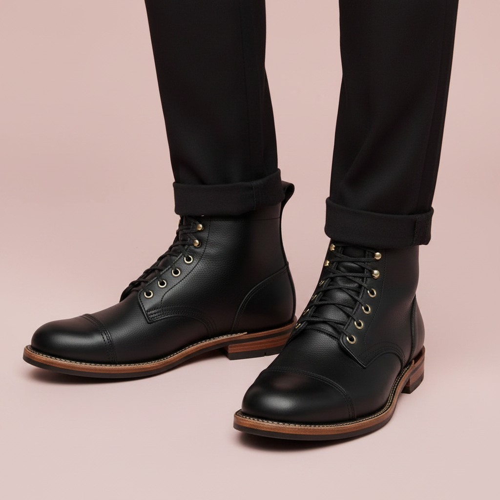 Strapazierfähige Herren Arbeitsstiefel | Schnürdesign Schwarz/Braun