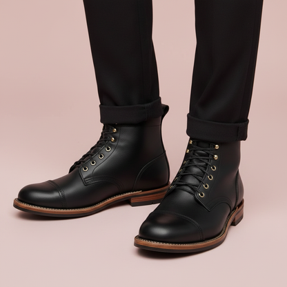 Strapazierfähige Herren Arbeitsstiefel | Schnürdesign Schwarz/Braun