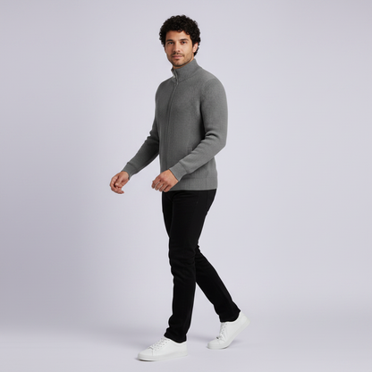 Slim-Fit Cardigan Herren | Rippstrickjacke mit Reißverschluss
