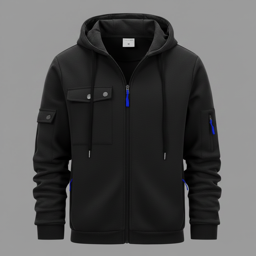 Utility-Kapuzenpullover Herren | Lässiges Sweatshirt mit Reißverschluss