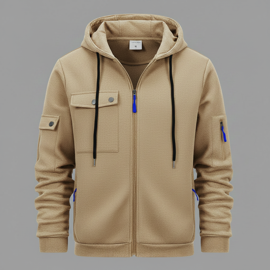 Utility-Kapuzenpullover Herren | Lässiges Sweatshirt mit Reißverschluss