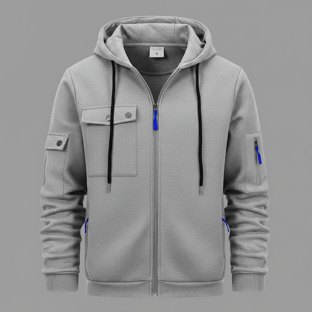 Utility-Kapuzenpullover Herren | Lässiges Sweatshirt mit Reißverschluss