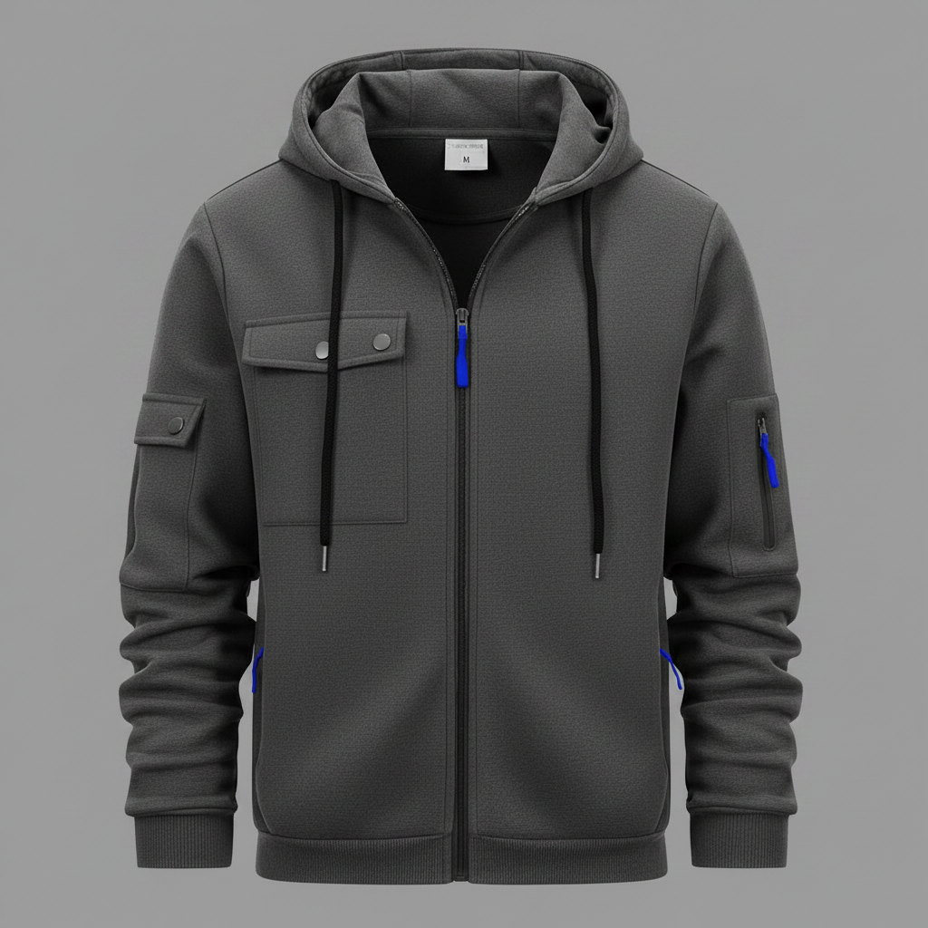Utility-Kapuzenpullover Herren | Lässiges Sweatshirt mit Reißverschluss