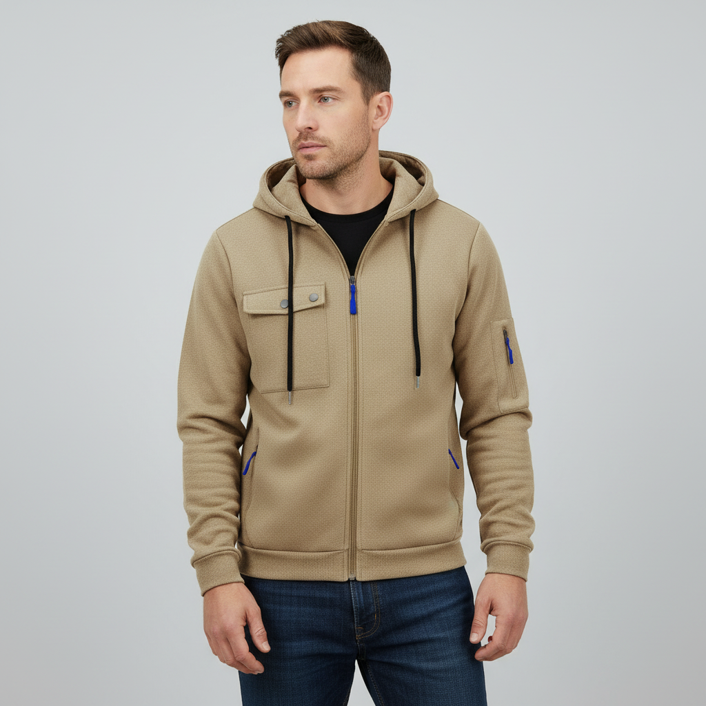 Utility-Kapuzenpullover Herren | Lässiges Sweatshirt mit Reißverschluss