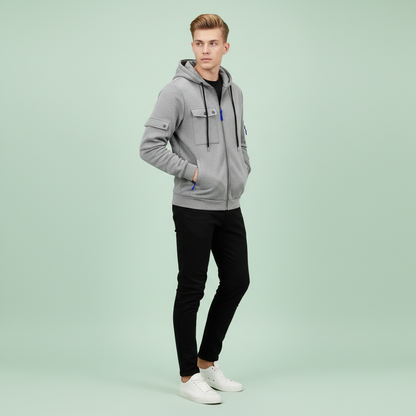 Utility-Kapuzenpullover Herren | Lässiges Sweatshirt mit Reißverschluss