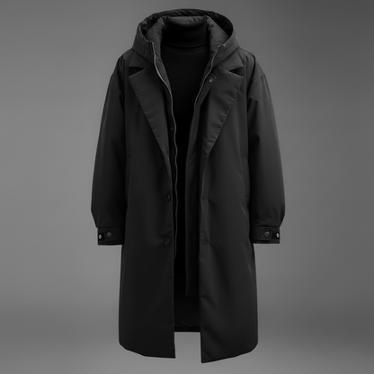 Wasserdichter Puffer-Trenchcoat | Herren Lange Kapuzenjacke