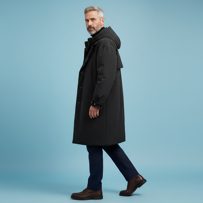 Wasserdichter Puffer-Trenchcoat | Herren Lange Kapuzenjacke