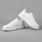 Herren Plateau-Sneaker – Weiße Freizeitschuhe Mit Plateausohle