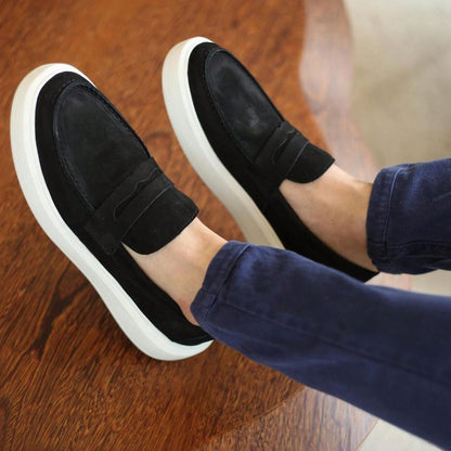 Herren Wildleder Loafer – Mokassin mit hoher Sohle
