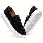 Herren Wildleder Loafer – Mokassin mit hoher Sohle