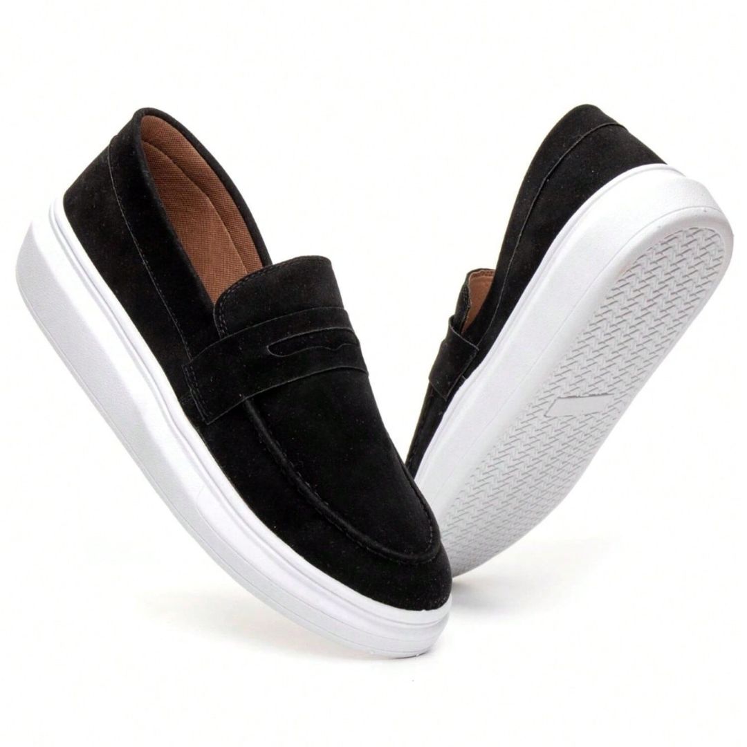 Herren Wildleder Loafer – Mokassin mit hoher Sohle