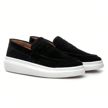 Herren Wildleder Loafer – Mokassin mit hoher Sohle
