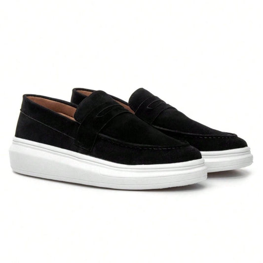 Herren Wildleder Loafer – Mokassin mit hoher Sohle