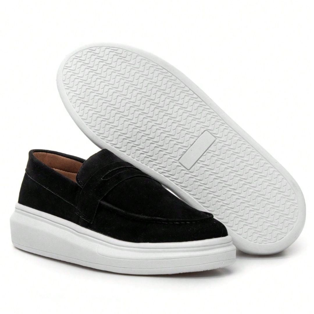 Herren Wildleder Loafer – Mokassin mit hoher Sohle